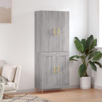 vidaXL Aparador Alto Madera Contrachapada Gris Sonoma 69,5x34x180 Cm Vidaxl