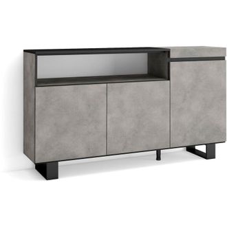Skraut Home Aparadores Para Sal&oacute;n, Gran Capacidad De Almacenaje, 150x87x35cm, 3 Puertas, Dise&ntilde;o Industrial, Estilo Moderno, Gris Cemento - Skraut Home