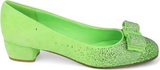 Ferragamo Degrade Crystals Vara Bow Pumps, Size 7 C