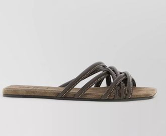Brunello Cucinelli leather criss-cross flat sandals