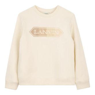 Lanvin Logo Crewneck Sweatshirt - male - Lanvin - Kids Sweatshirts - White - 12 Y - Kids