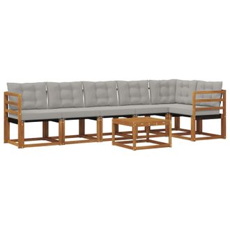 vidaXL Conjunto De Sof&aacute;s De Exterior 7 Pcs Gris Natural Y Claro Vidaxl
