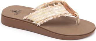 Corkys Footwear Womens Skinny Dip Zebra Fringe Sandals In Gold