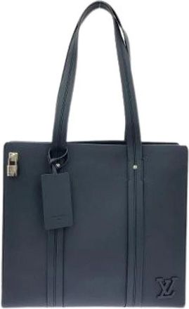Louis Vuitton Pre-owned LV Aerogram Takeoff Calf Tote Bag - Dames - Vintage Shopper - Blauw - ONE Size - Leer - Vintage