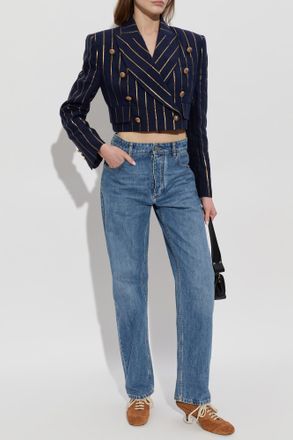 Vivienne Westwood Double-breasted Linen Blazer, Womens, Navy Blue
