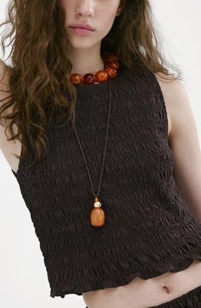 Mango Smocked Tank in Chocolate at Nordstrom, Size Large