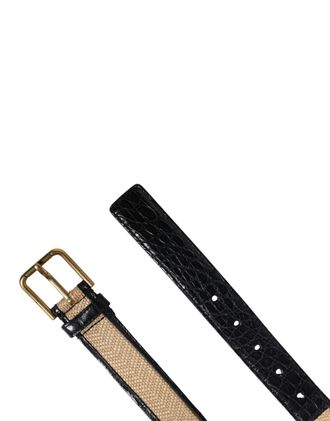 Dolce & Gabbana Men Beige Braided Leather Metal Buckle Mens Belt