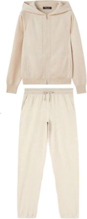 Loro Piana Kasjmier Gebreide Hoodie en Broek Set - Dames - Cashmere truien - Beige - M - Kasjmier - Truien & Vesten