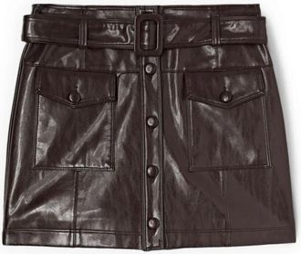 Motivi Coated Fabric Miniskirt - Dames - Korte rokken - Bruin - 2XL - Polyester - Rokken