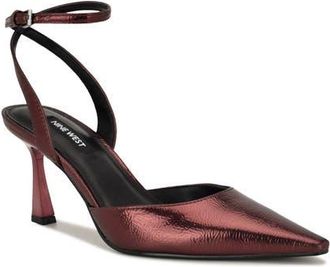 Nine West Kellie Ankle Strap Pointed Toe Pump in Dark Red at Nordstrom, Size 8.5