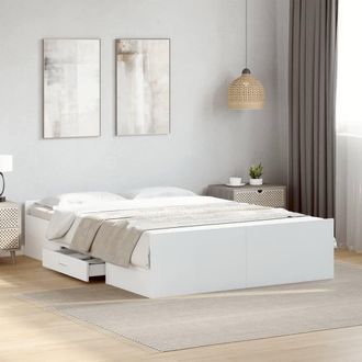 Berkfield Home Bed Frame with Drawers without Mattress White 135x190 cm Double