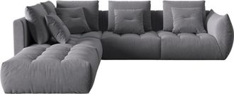 MICADONI 7-Sitzer Design Ecksofa Bloom mit Eckteil links - Samtbezug