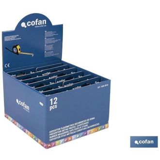cofan Expositor De Flex&oacute;metros Con Protecci&oacute;n De Goma 16 Mm X 3 M 12 Uds