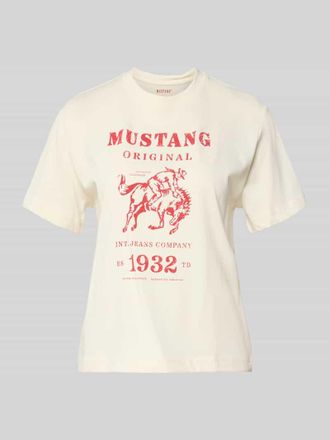 Mustang Jeans Mustang T-Shirt mit Label-Print Modell Floris in Weiss, Gr&ouml;&szlig;e XL