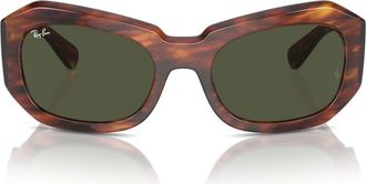 Ray-Ban Pillow Beate 56mm Wrap Sunglasses in Striped Havana at Nordstrom