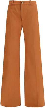 Chlo&eacute; High-Rise Flared Tailored Pants - Dames - Wijde Broeken - Bruin - XS - Katoen - Broeken
