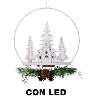 Vacchetti Guirnalda Led Metal Con Iglesia Blancacm25x7x47,5