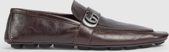 Gucci Mens Driver With Double G, Brown, Leather