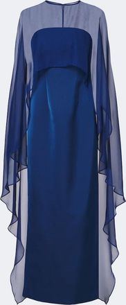 SIMKHAI Fiora caped organza-trimmed gown