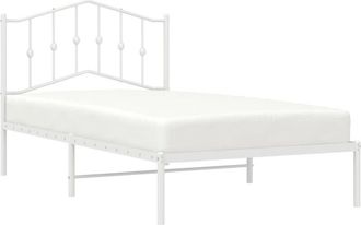 vidaXL Vidaxl - Metal Bed Frame without Mattress with Headboard White 100x190cm