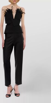 Alberta Ferretti high waist straight leg trousers with crease detailing