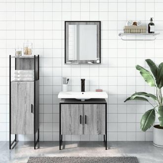 Berkfield Home Stylish 3 Piece Bathroom Cabinet Set Grey Sonoma Engineered Wood