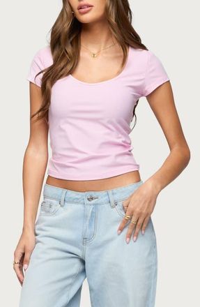 Edikted Dolores Scoop Neck T-Shirt in Light-Pink at Nordstrom, Size X-Small