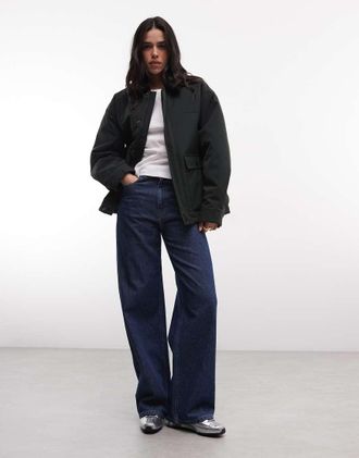 Carhartt Work in Progress Quentin - Giacca verde raven con colletto a contrasto