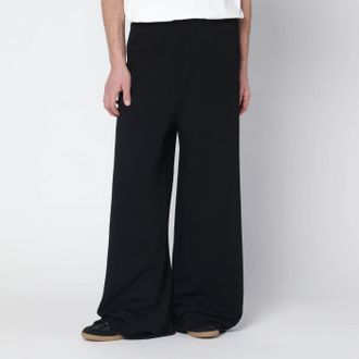 Maison Margiela Pantalone nero in jersey a gamba larga