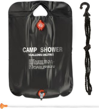 Relaxdays Set De Dos Duchas De Camping, 20 L, Ducha Solar Para Colgar, Plegable, Ducha De Mano, Port&aacute;til, Negro - Relaxdays
