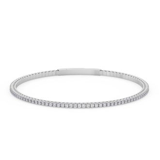 Pompeii3 1Ct Diamond Flexible Oval Bangle Womens Bracelet 14k White Gold Lab Grown Size: 6.75