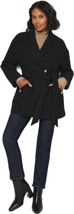 Wallis Belted Shawl Collar Coat, 16, Black