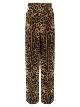Dolce & Gabbana Leopard Print Wool Trousers - Brown