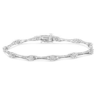House of Brilliance Silver 1/4 Cttw Diamond Miracle-Set Flared-Bar Link-Style Tennis Bracelet in White at Nordstrom