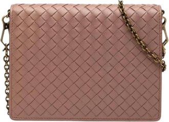 Bottega Veneta Pre-owned Wallet on Chain - Dames - Vintage Schoudertas - Roze - ONE Size - Leer - Vintage