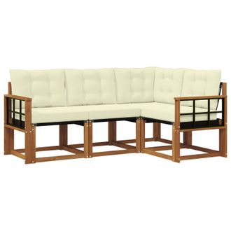 vidaXL Conjunto De Sof&aacute;s De Exterior Con Coj&iacute;n 4 Pcs Natural Y Crema Vidaxl