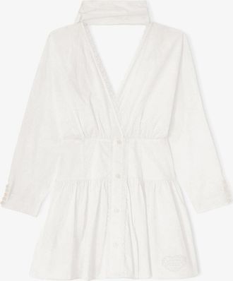 Ganni White Dress in Cotton - Size 10/12 Organic