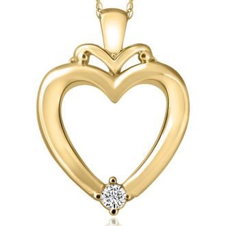 Pompeii3 Solitaire Diamond Heart Pendant in White, Rose or Yellow Gold 1 Tall
