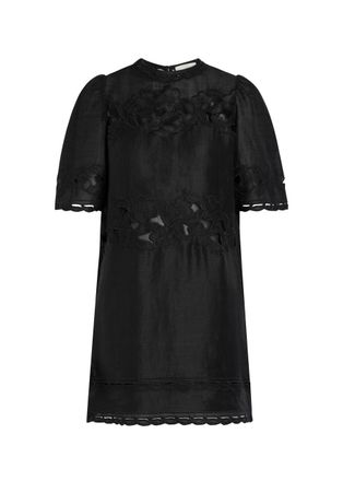 Isabel Marant Reldine Floral-embroidered Ramie Mini Dress - Black - 34 (UK6 / XS)
