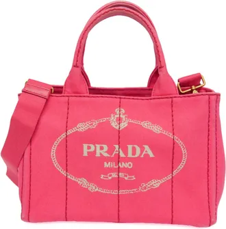 Prada Canapa Pink Canapa Shoulder Bag Tote Bag (Pre-Owned)