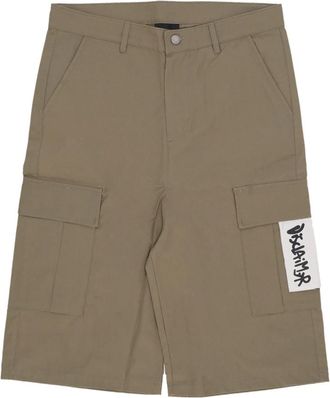 Disclaimer Groene Logo Cargo Shorts - Heren - Korte Broeken - Groen - L - Katoen - Korte Broeken