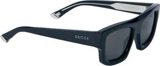 Gucci Accessoires, Heren, Zwart, ONE Size, Logo Motief Rechthoekige Zonnebril Gemaakt in Italië