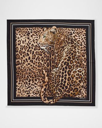 Dolce & Gabbana Leopard-Print Silk Twill Foulard Scarf