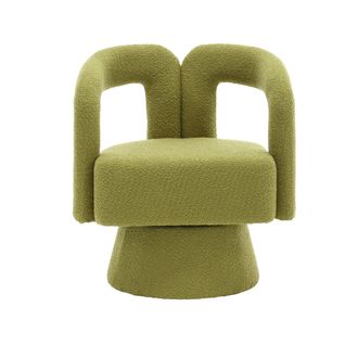 STILVORA Sill&oacute;n Giratorio 360&deg; Con Asiento Ancho Y Coj&iacute;n Grueso, Reposabrazos Redondeados, En Boucl&eacute; Verde Oliva
