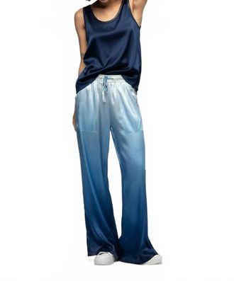 Max & Moi Baimy Wide Leg Silk Pants In Blue Tie-Dye