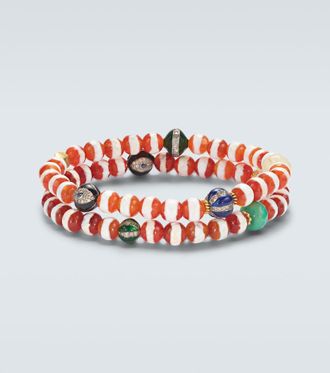 Ileana Makri Set de 2 pulseras en oro de 18 ct y plata de ley con cuentas y piedras