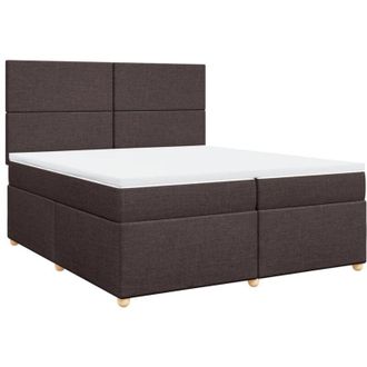 vidaXL Vidaxl - Cama Box Spring Con Colch&oacute;n Tela Marr&oacute;n Oscuro 200x200 Cm