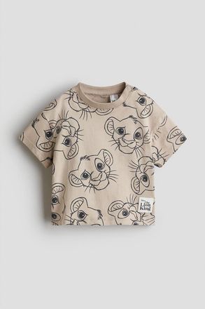 H&M Printed Cotton T-shirt in Beige/the Lion King at Nordstrom, Size 18M