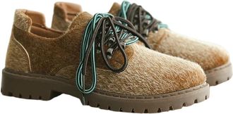 Generic NYSBH Four Season Women Men Suede Quality Lace Up Unisex Women Mens Flats Shoes Thick Bottom Sneakers Brown