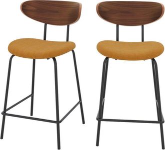 Rendez-Vous D&eacute;co Rendez-vous D&eacute;co - Set De 2 Sillas Para Isla Central En Pana Amarilla 64,5 Cm - Jade